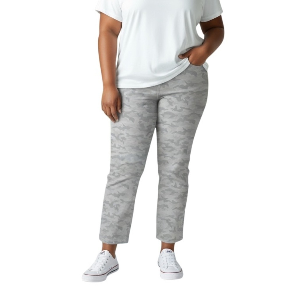 LANE BRYANT Gray Camouflage Chino Pants